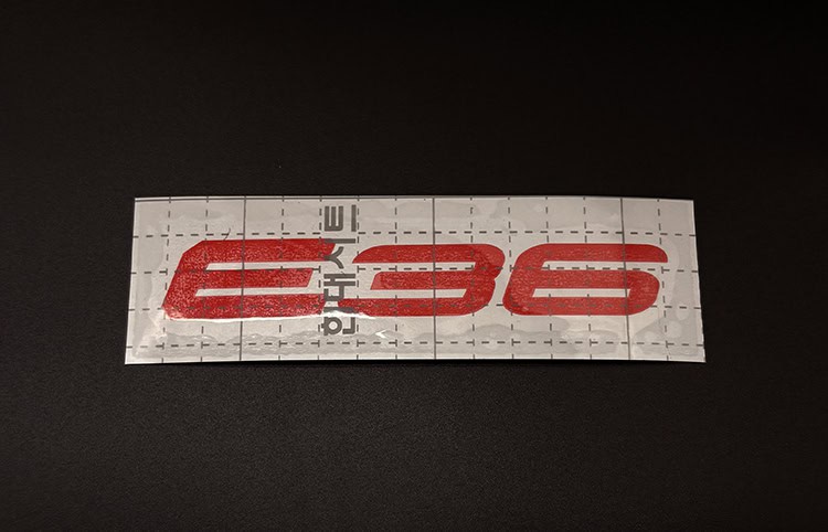 options.jpg BMW E36 decal shown in red, white, and light gray vinyl options