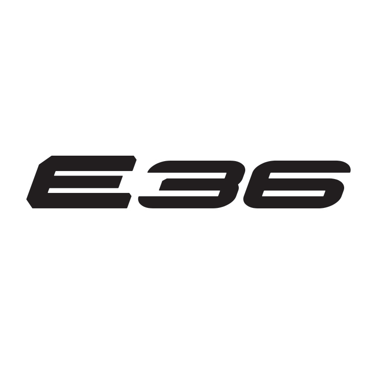 BMW E36 decal vector template with bold chassis code lettering
