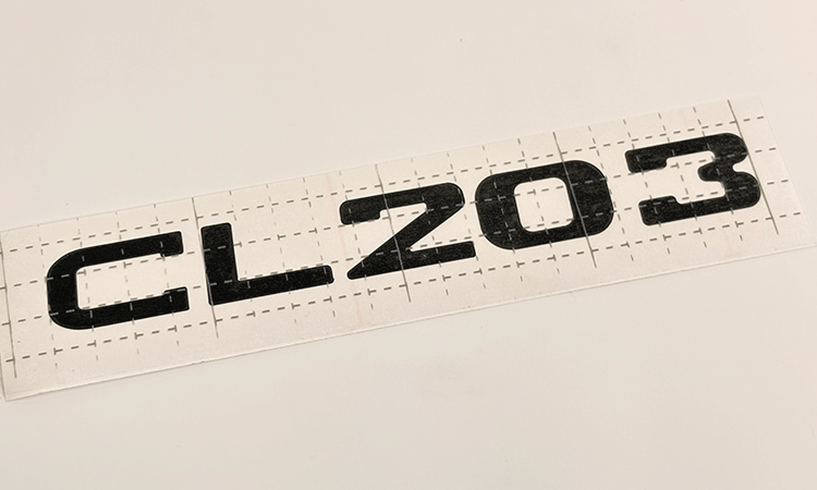 Mercedes CL203 decal lettering close-up, full view