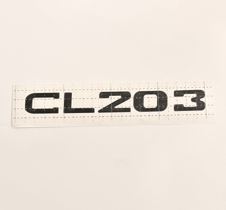 Close-up of Mercedes CL203 decal letter proportions